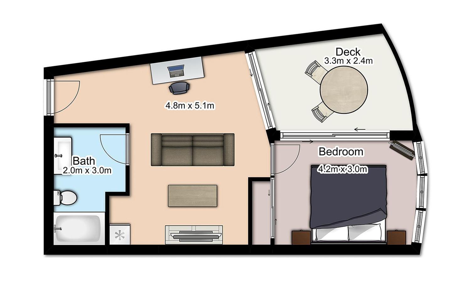 The Point Brisbane Hotel מראה חיצוני תמונה A floorplan of a typical studio apartment